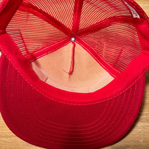 Vintage Dean Saf-t-Bilt Tires Hat‎ Red Snapback Trucker Patch Logo Made In USA - Picture 6 of 9